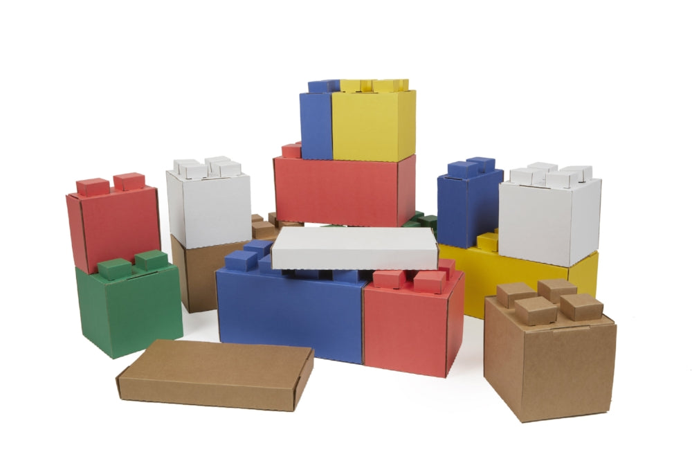 These life-size building blocks are made from recycled, premium, extra thick corrugated cardboard for strength and durability. EverBlock Jr. is Eco-friendly and chemical free.