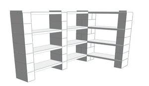 Shelving - 78" x 42" x 30"H Corner Shelves, Thin Column, 4 Layer