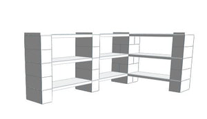 Shelving - 3 Level Corner Unit w/Thin Columns - 6 Ft 6 In x 3 Ft 6 In x 3 Ft 1 In