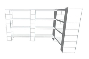 Shelving - 78" x 42" x 30"H Corner Shelves, Thin Column, 4 Layer