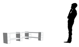 Shelving - 2 Level Corner Unit w/Thin Columns - 6 Ft 6 In x 3 Ft 6 In x 2 Ft 6 In