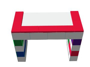 Desk - Red Colorful Backless - 4 x 2 x 3 Ft 6 In
