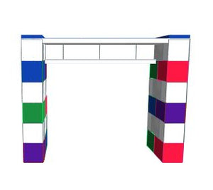 Desk - Blue Colorful Backless - 4 x 2 x 3 Ft 6 In